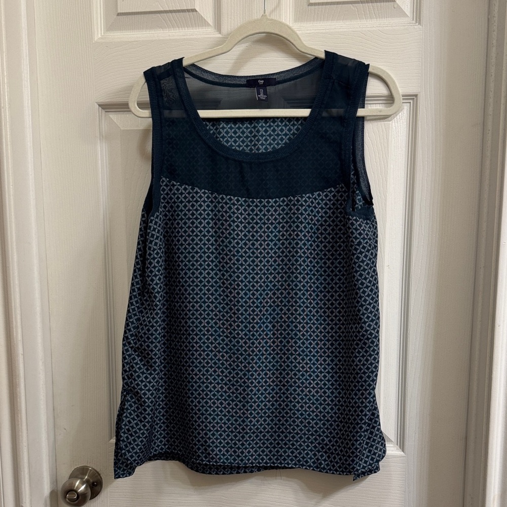 GAP Teal Geometric Tank Top